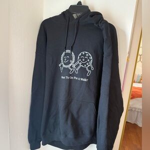LONELY GHOST Black Graphic Hoodie with White Walk Print